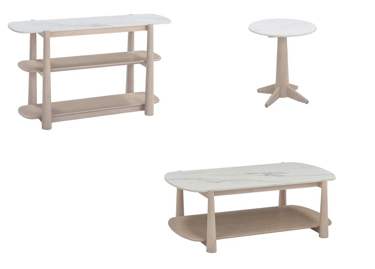 Bassett White Oak & White Marble Horizons Console Table