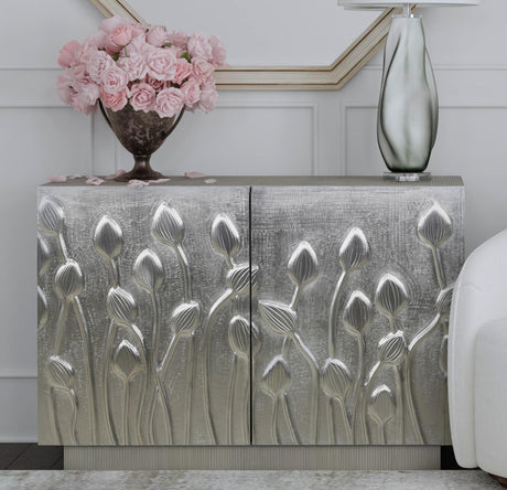 Bassett German Silver Petal Bar Cabinet