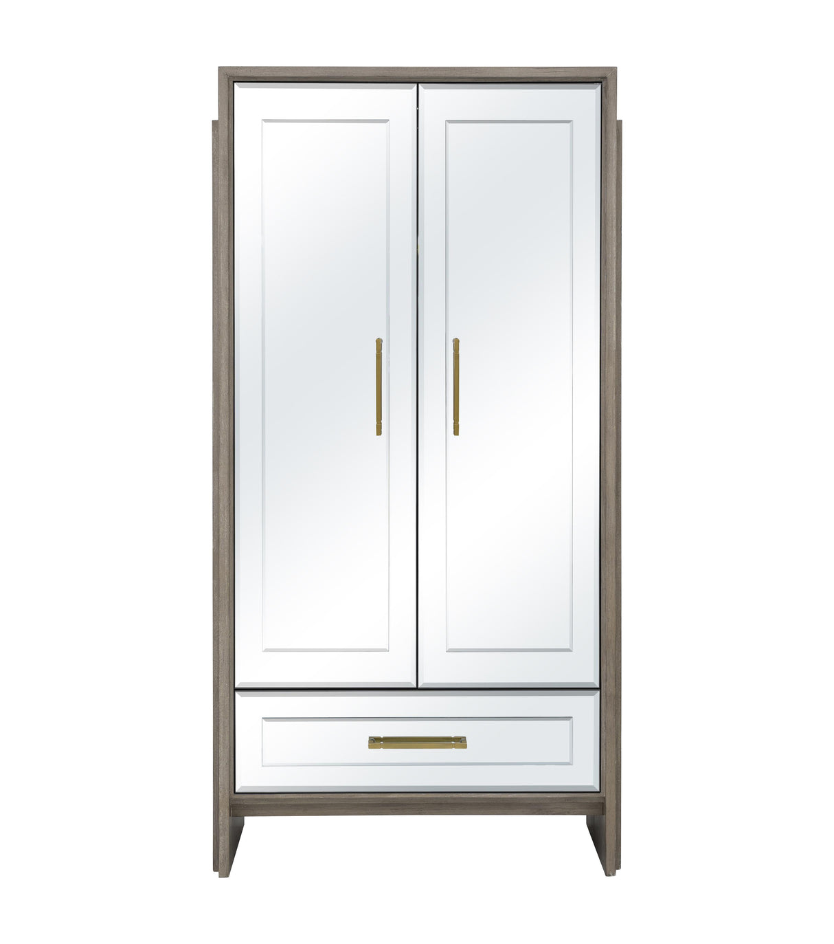 Bassett Cerused Grey Oak, Mirror Lansing Tall Bar Cabinet