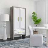 Bassett Gray Lansing Tall Bar Cabinet