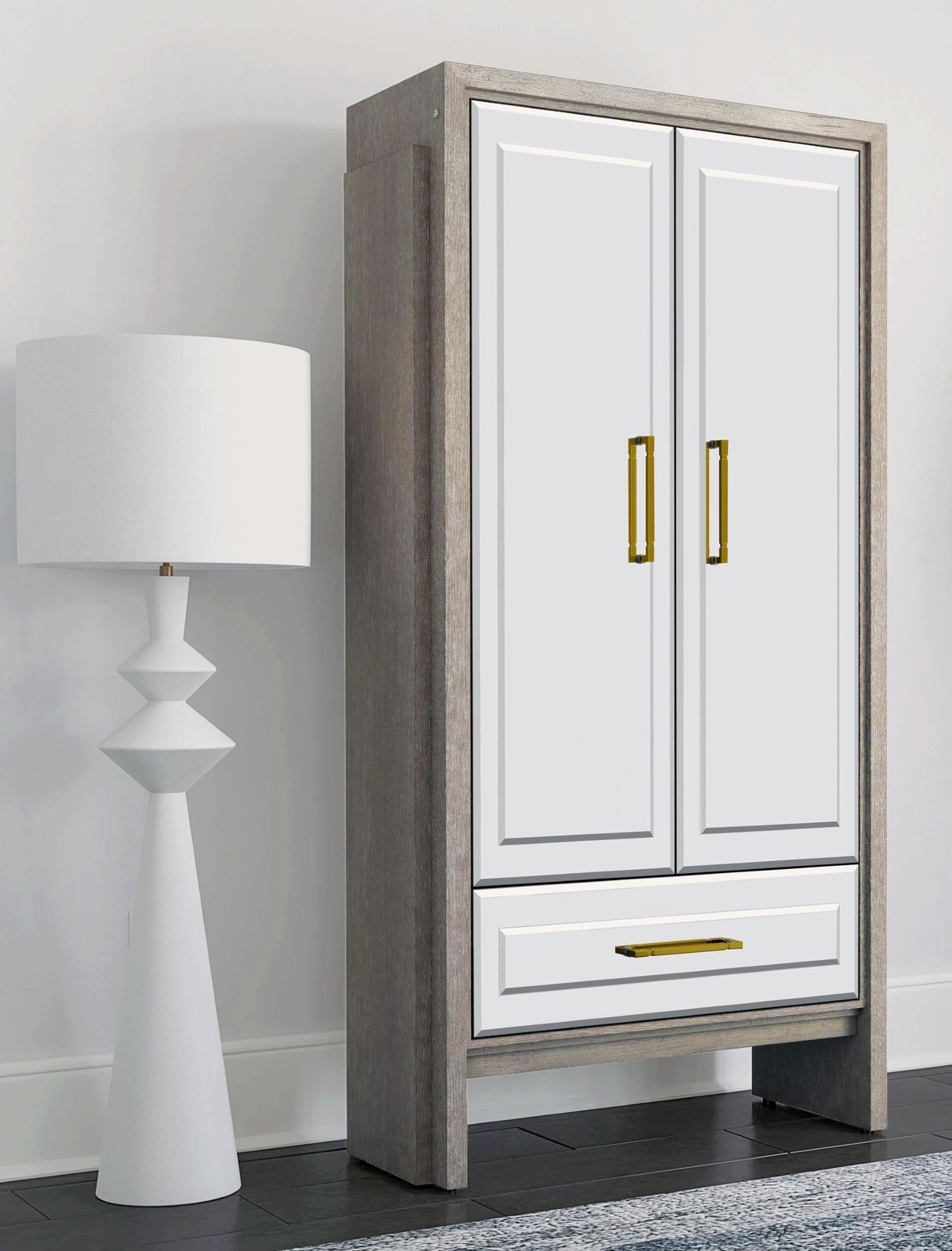 Bassett Gray Lansing Tall Bar Cabinet