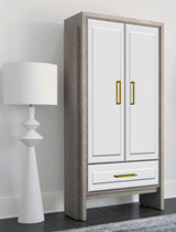 Bassett Gray Lansing Tall Bar Cabinet
