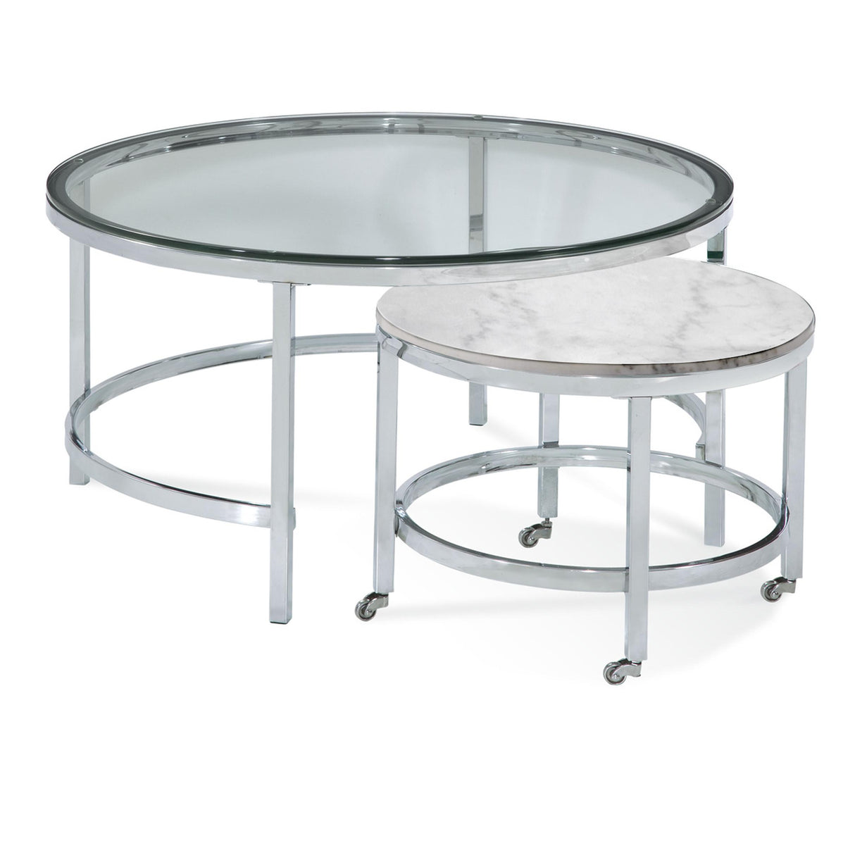 Bassett White Jadyn Round Nesting Cocktail Table