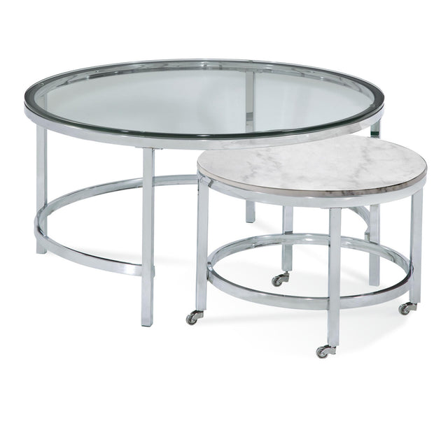 Bassett White Jadyn Round Nesting Cocktail Table