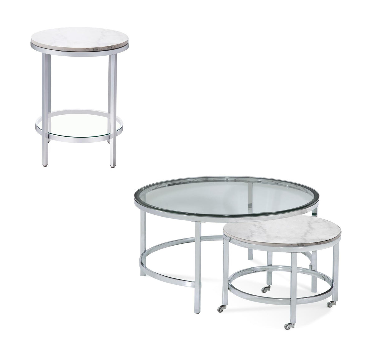 Bassett White Jadyn Round Nesting Cocktail Table