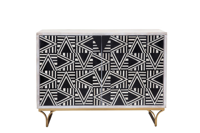 Bassett Sandblasted White Wash Black Bone Martina Bar Cabinet