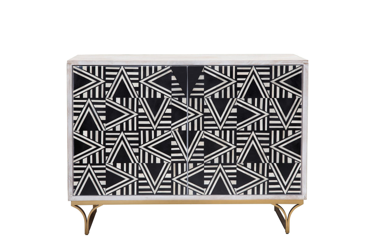 Bassett Sandblasted White Wash Black Bone Martina Bar Cabinet