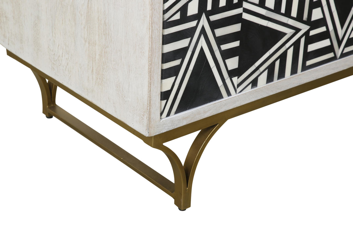 Bassett Sandblasted White Wash Black Bone Martina Bar Cabinet