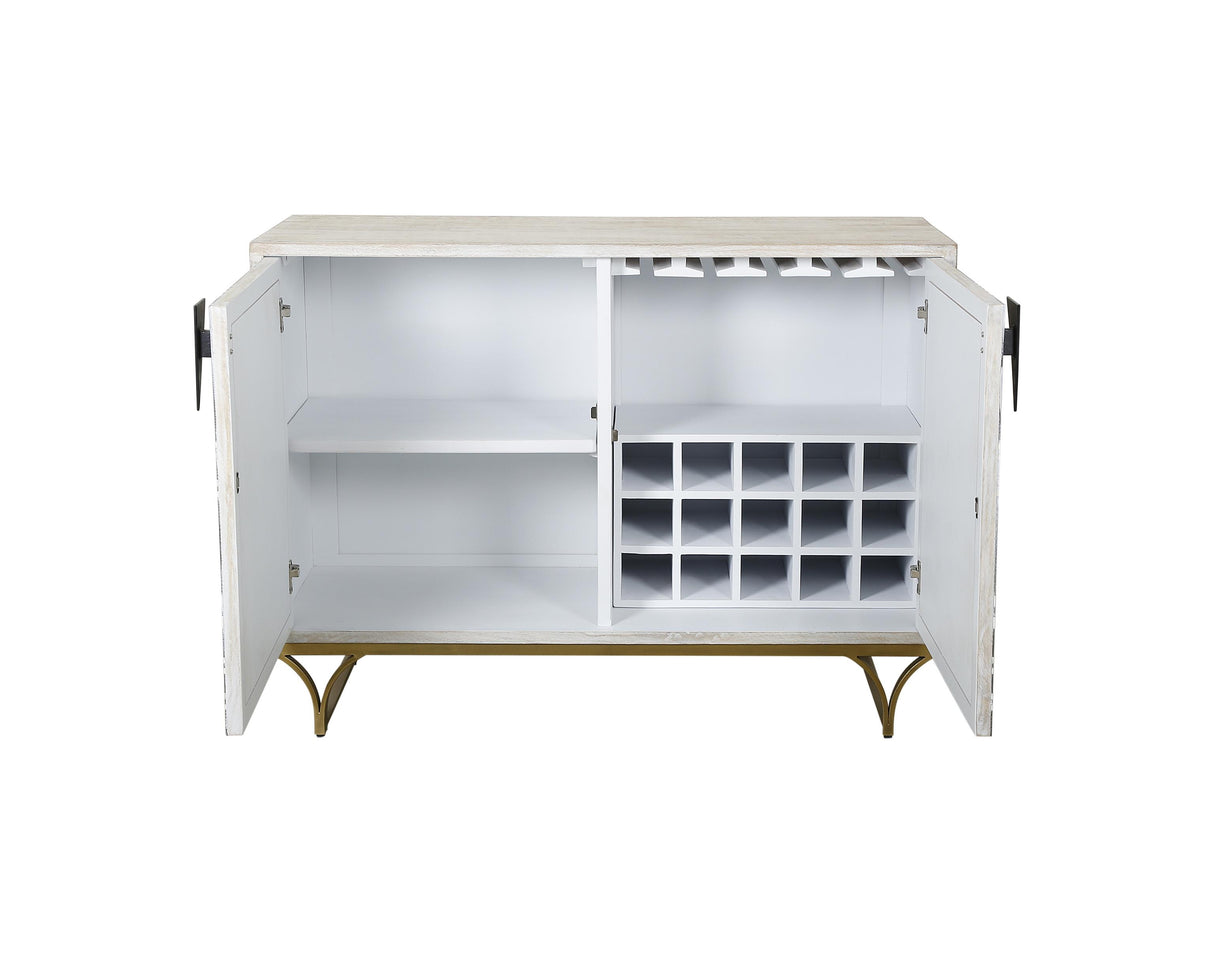 Bassett Sandblasted White Wash Black Bone Martina Bar Cabinet