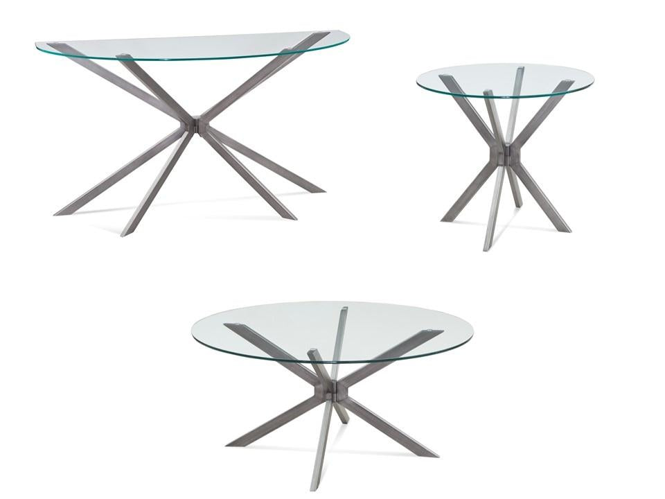 Bassett Gunmetal/Clear Deen Round End Table