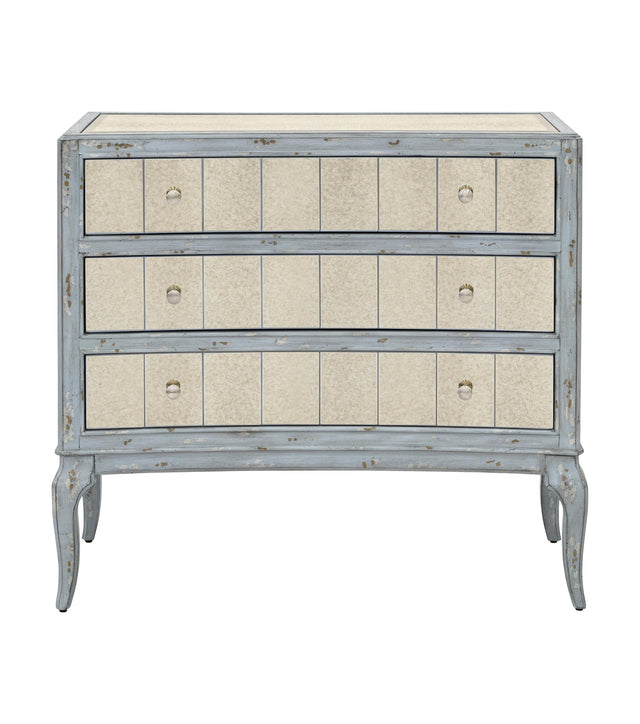 Bassett Antique Robin's Egg Blue, Antique Mirror Fontaine Hall Chest