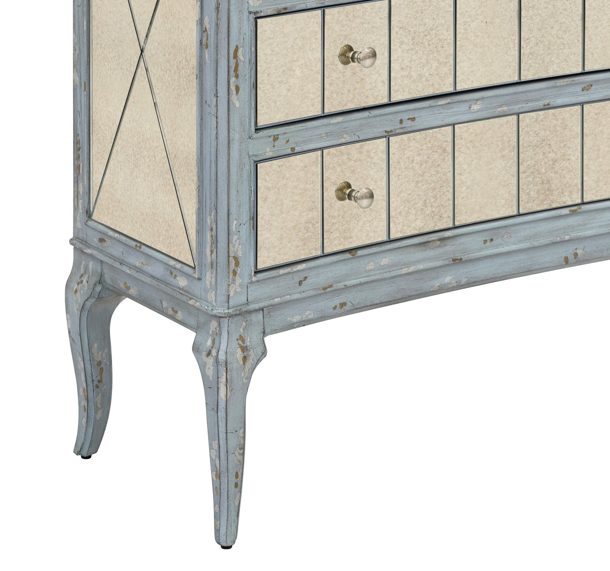Bassett Antique Robin's Egg Blue, Antique Mirror Fontaine Hall Chest