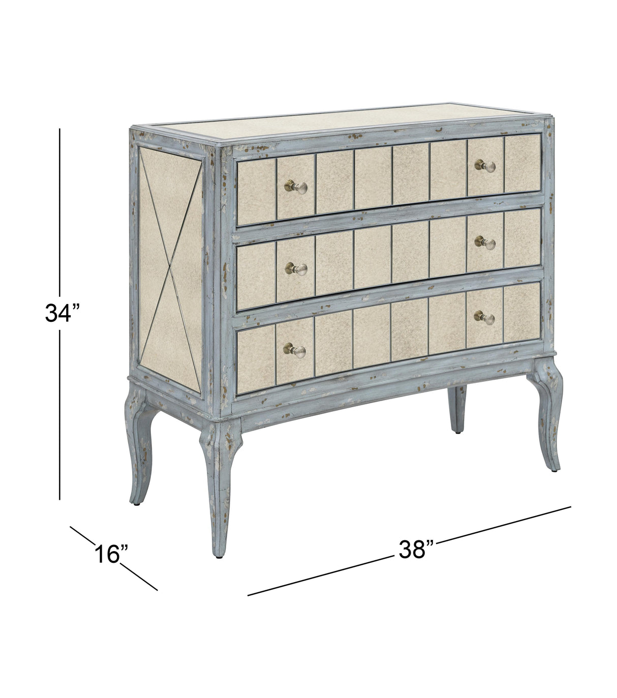 Bassett Antique Robin's Egg Blue, Antique Mirror Fontaine Hall Chest