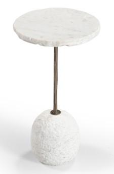 Bassett Natural Edge Wht Marble, Antique Brass Aeirith Accent Table