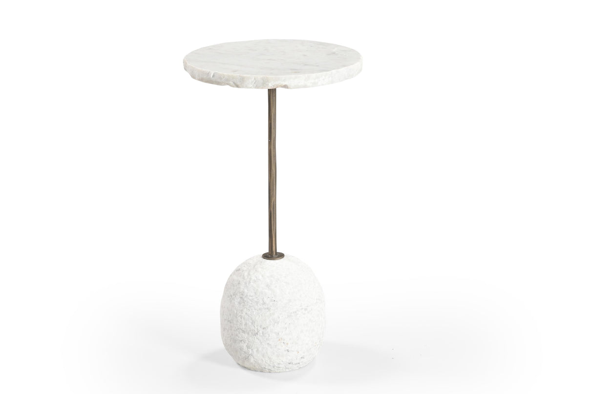 Bassett Natural Edge Wht Marble, Antique Brass Aeirith Accent Table