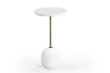 Bassett Natural Edge Wht Marble, Antique Brass Aeirith Accent Table