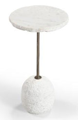 Bassett Natural Edge Wht Marble, Antique Brass Aeirith Accent Table