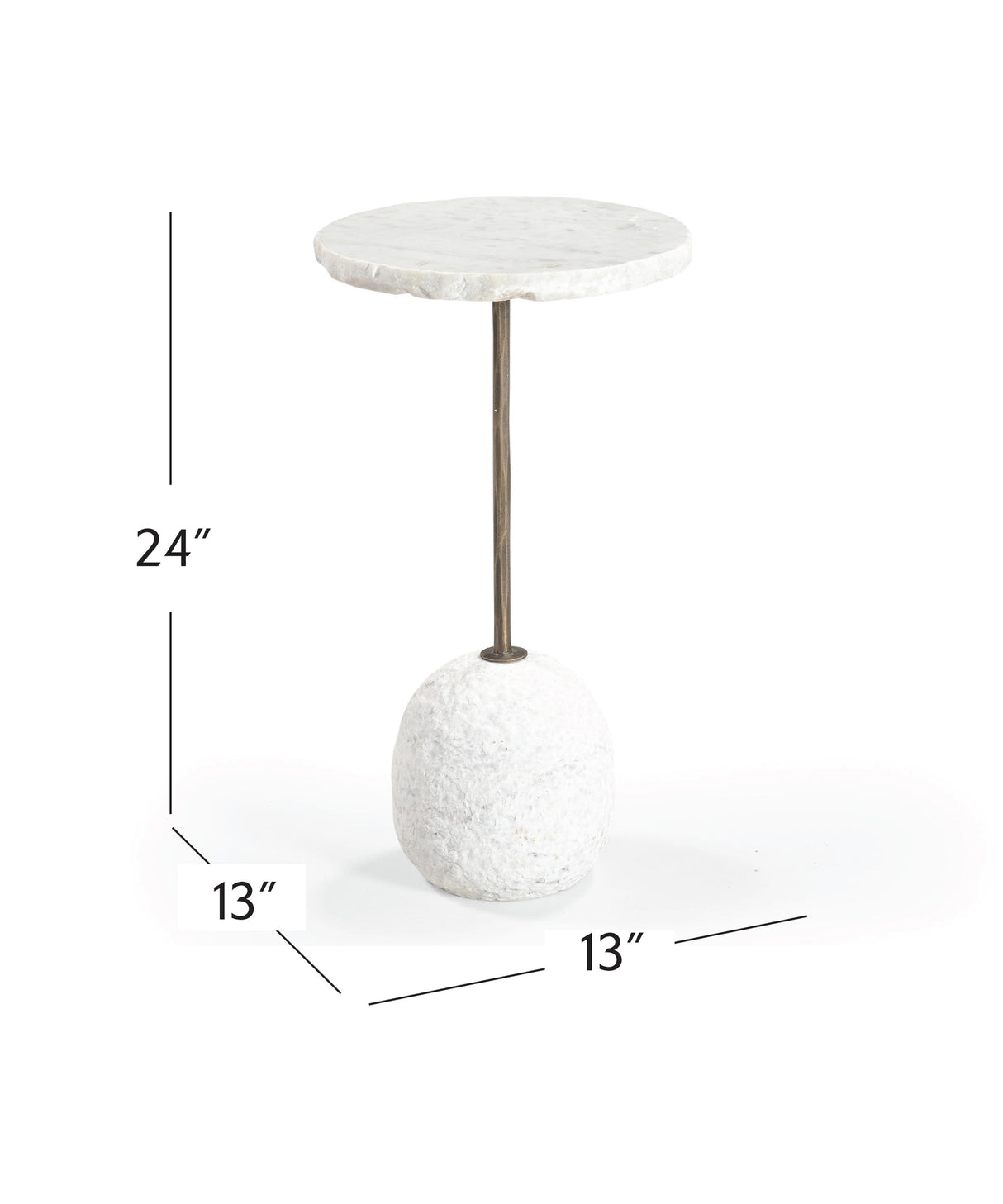 Bassett Natural Edge Wht Marble, Antique Brass Aeirith Accent Table