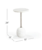 Bassett Natural Edge Wht Marble, Antique Brass Aeirith Accent Table