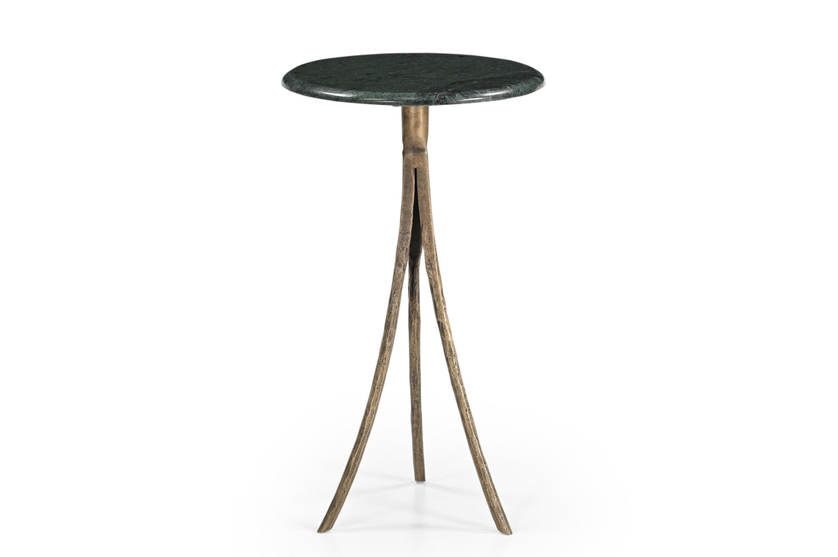 Bassett Antique Brass, Green Marble Milo Accent Table