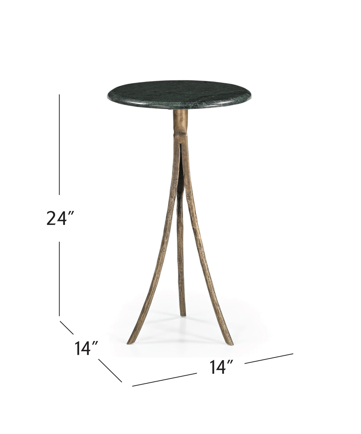 Bassett Antique Brass, Green Marble Milo Accent Table