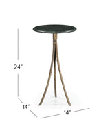 Bassett Antique Brass, Green Marble Milo Accent Table
