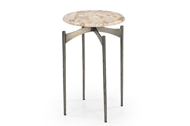 Bassett Italian Crema Marble, Nickel Iron Thea Accent Table