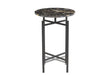 Bassett Matte Black Iron, Black Italian Marble Wren Accent Table