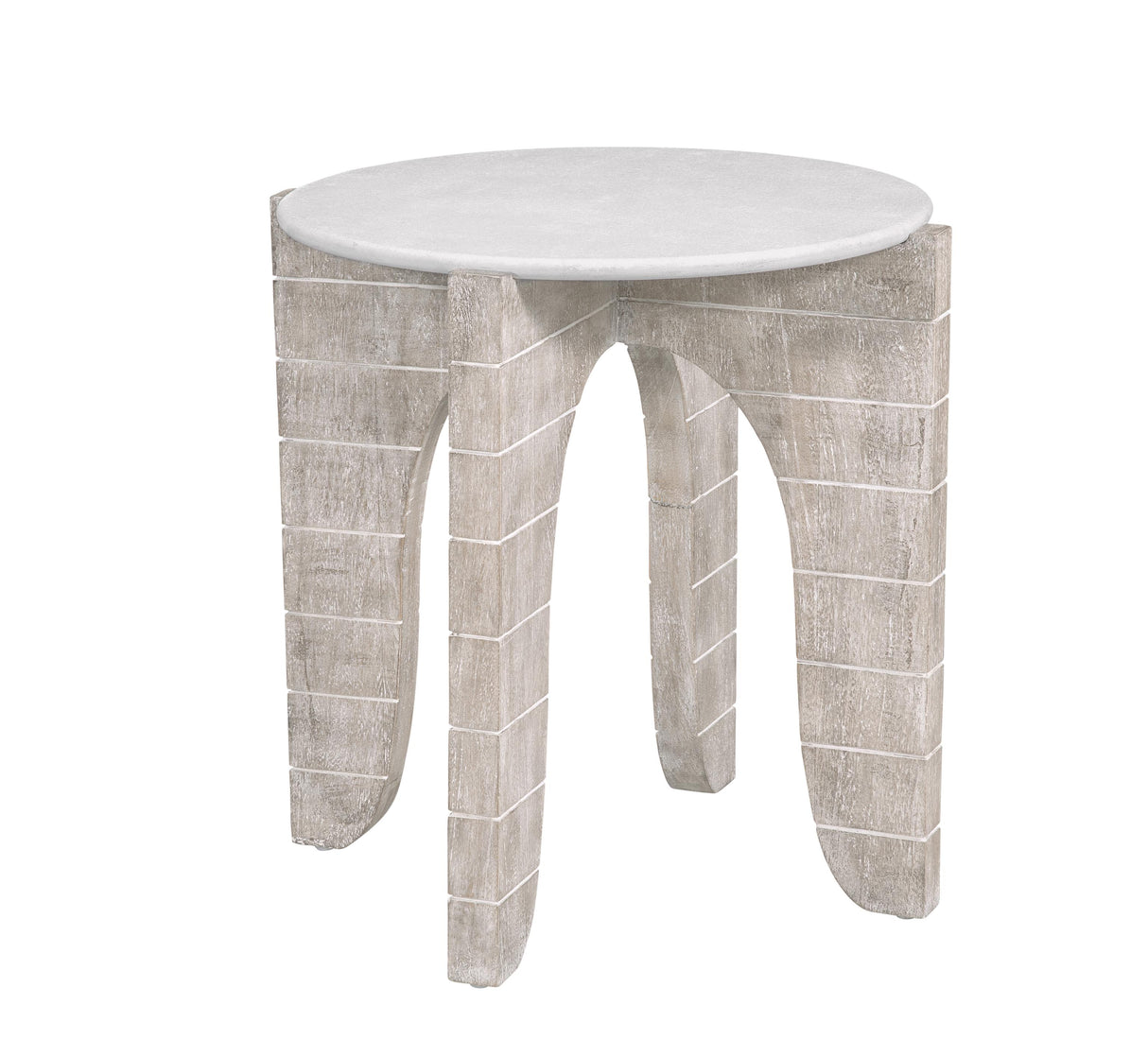Bassett White wash mango. Bali Round End Table