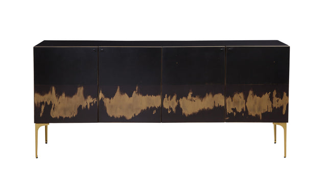 Bassett Black, Brushed Gold, Acid Wash, Brass Kali Iron Sideboard