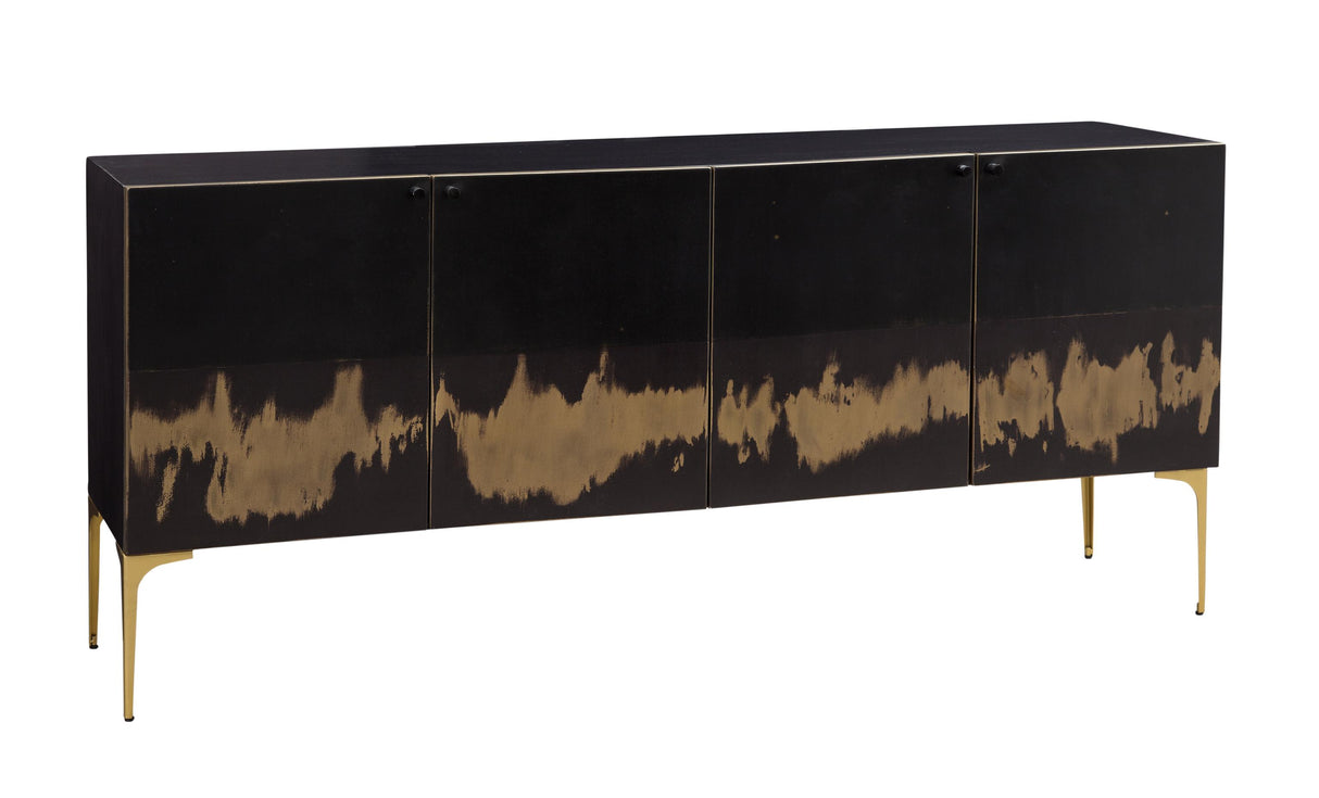 Bassett Black, Brushed Gold, Acid Wash, Brass Kali Iron Sideboard