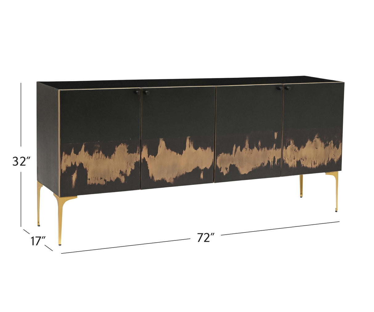 Bassett Black, Brushed Gold, Acid Wash, Brass Kali Iron Sideboard