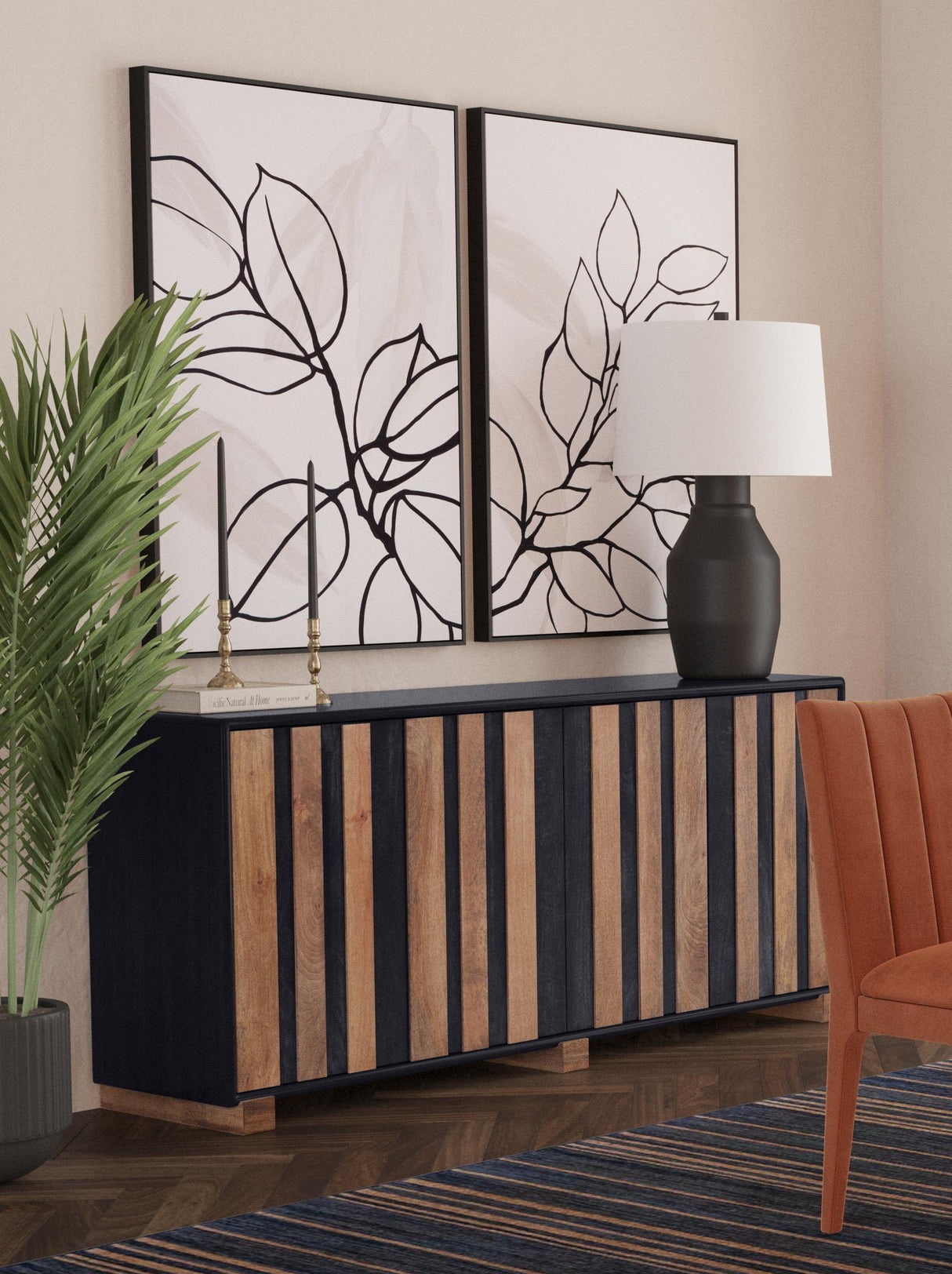 Bassett Dark Brown & Natural Mango Adrienne Server