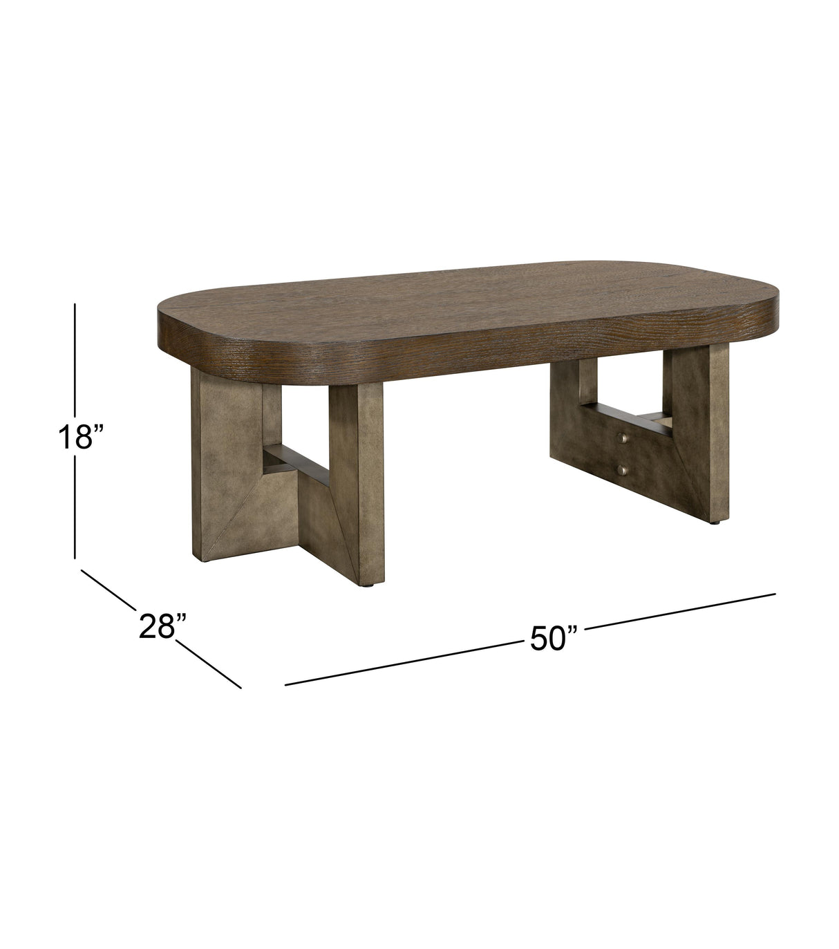 Bassett Cerused Charcoal Oak, Faux Metal Nova Coffee Table