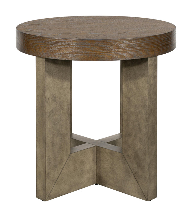 Bassett Cerused Charcoal Oak, Faux Metal Nova End Table