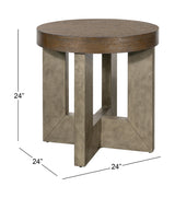 Bassett Cerused Charcoal Oak, Faux Metal Nova End Table