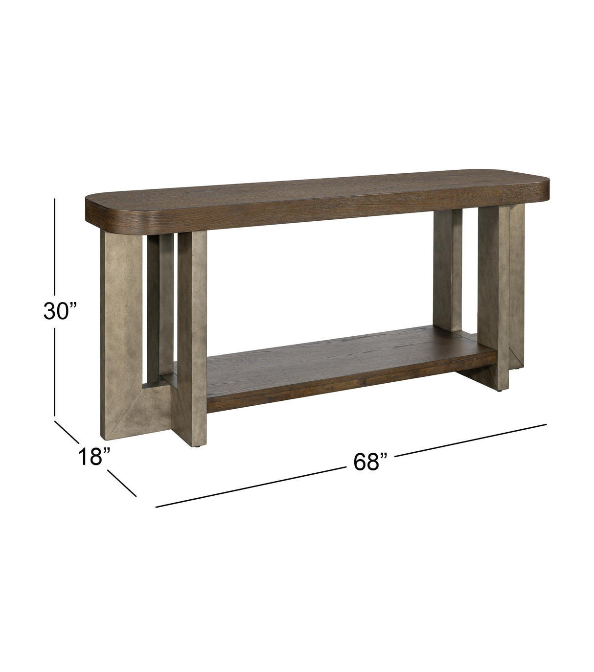 Bassett Cerused Charcoal Oak, Faux Metal Nova Console Table