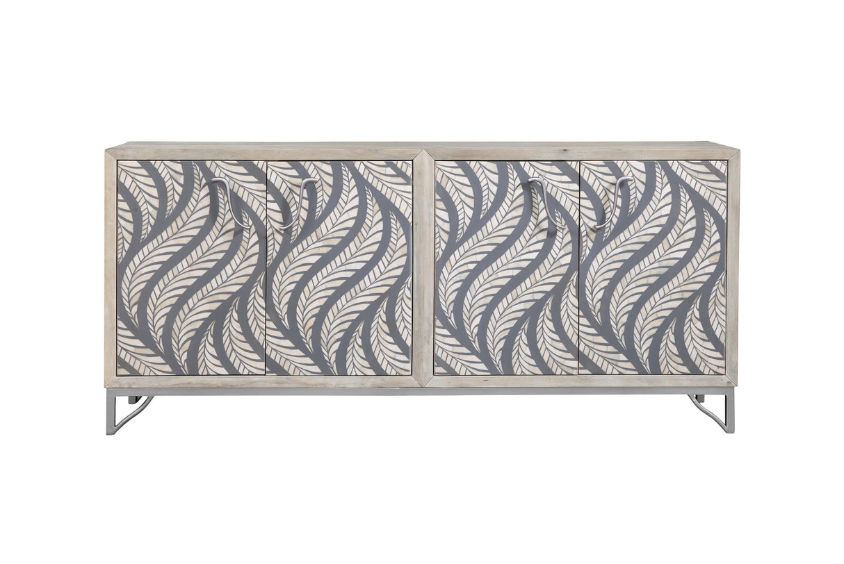 Bassett White Wash Mango, Contrasting Bone/Resin, Pewter Base Leia Server