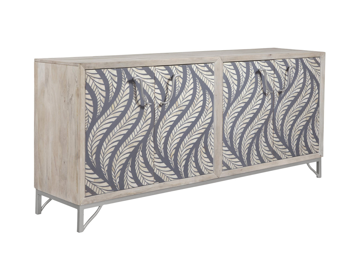 Bassett White Wash Mango, Contrasting Bone/Resin, Pewter Base Leia Server