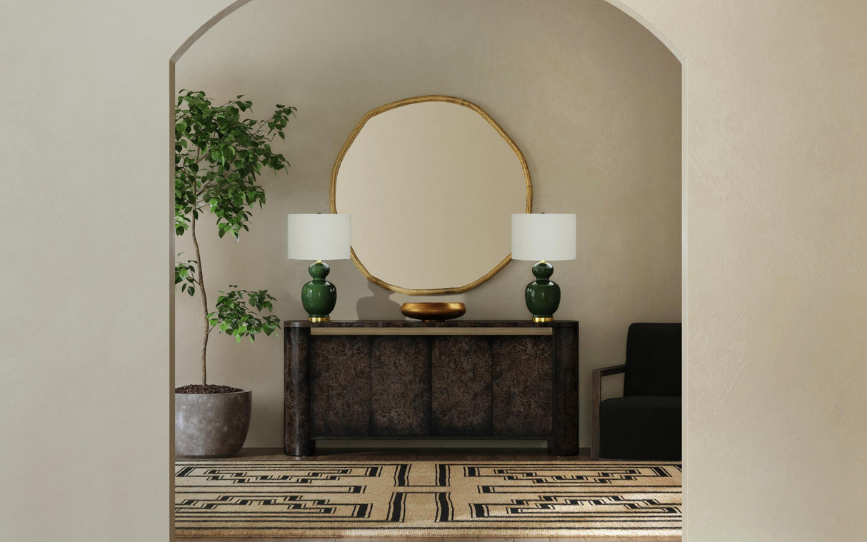 Bassett White Wash Mango, Contrasting Bone/Resin, Pewter Base Leia Server