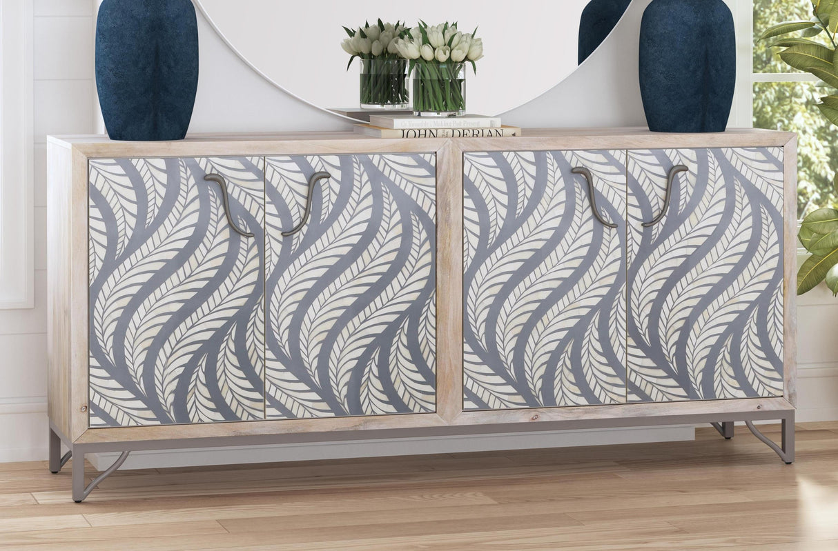 Bassett White Wash Mango, Contrasting Bone/Resin, Pewter Base Leia Server