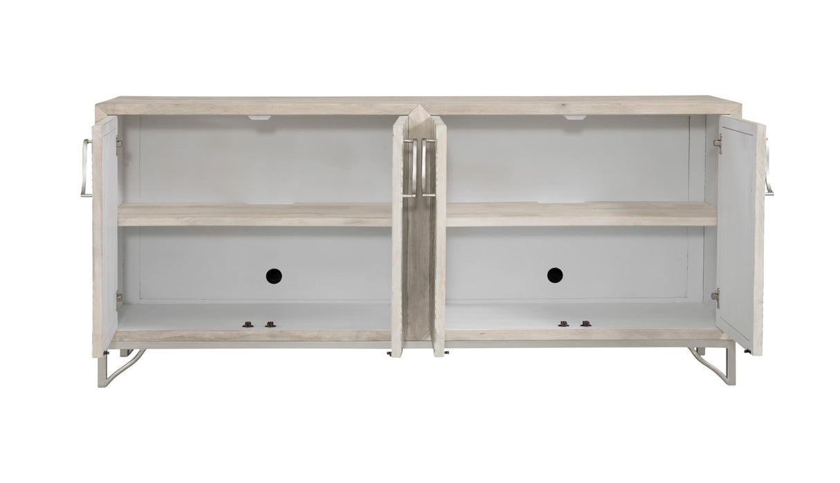Bassett White Wash Mango, Contrasting Bone/Resin, Pewter Base Leia Server