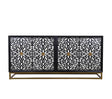Bassett Ebonized Mango, Contrasting Bone/Resin, Ant Brass Iron Stand Cameron Server