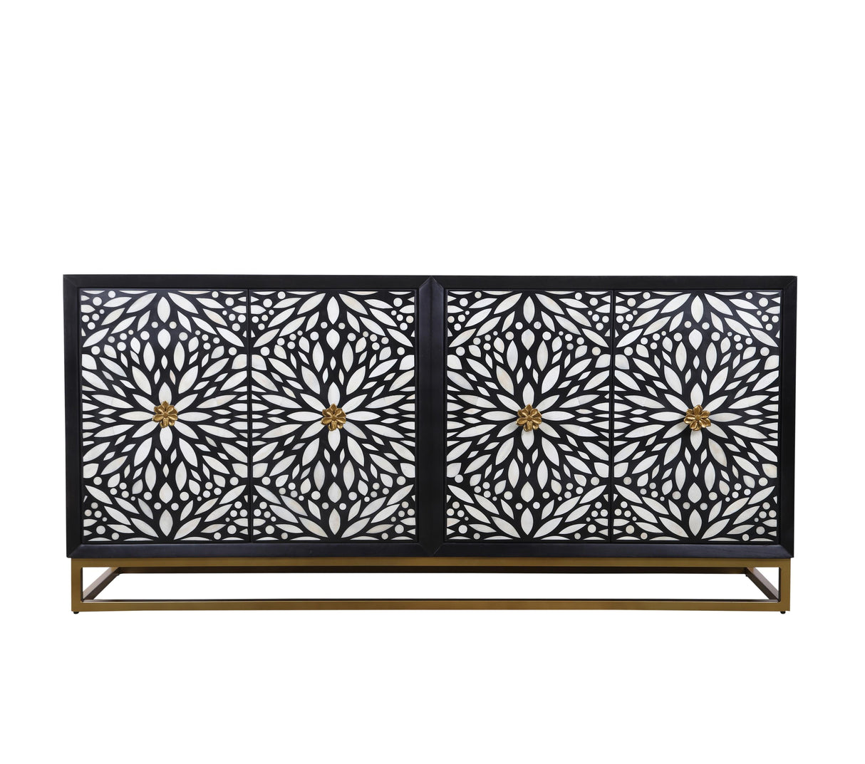 Bassett Ebonized Mango, Contrasting Bone/Resin, Ant Brass Iron Stand Cameron Server