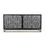 Bassett Ebonized Mango, Contrasting Bone/Resin, Ant Brass Iron Stand Cameron Server