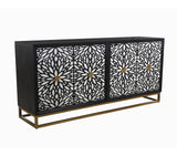 Bassett Ebonized Mango, Contrasting Bone/Resin, Ant Brass Iron Stand Cameron Server