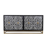 Bassett Ebonized Mango, Contrasting Bone/Resin, Ant Brass Iron Stand Cameron Server