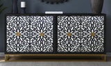 Bassett Ebonized Mango, Contrasting Bone/Resin, Ant Brass Iron Stand Cameron Server