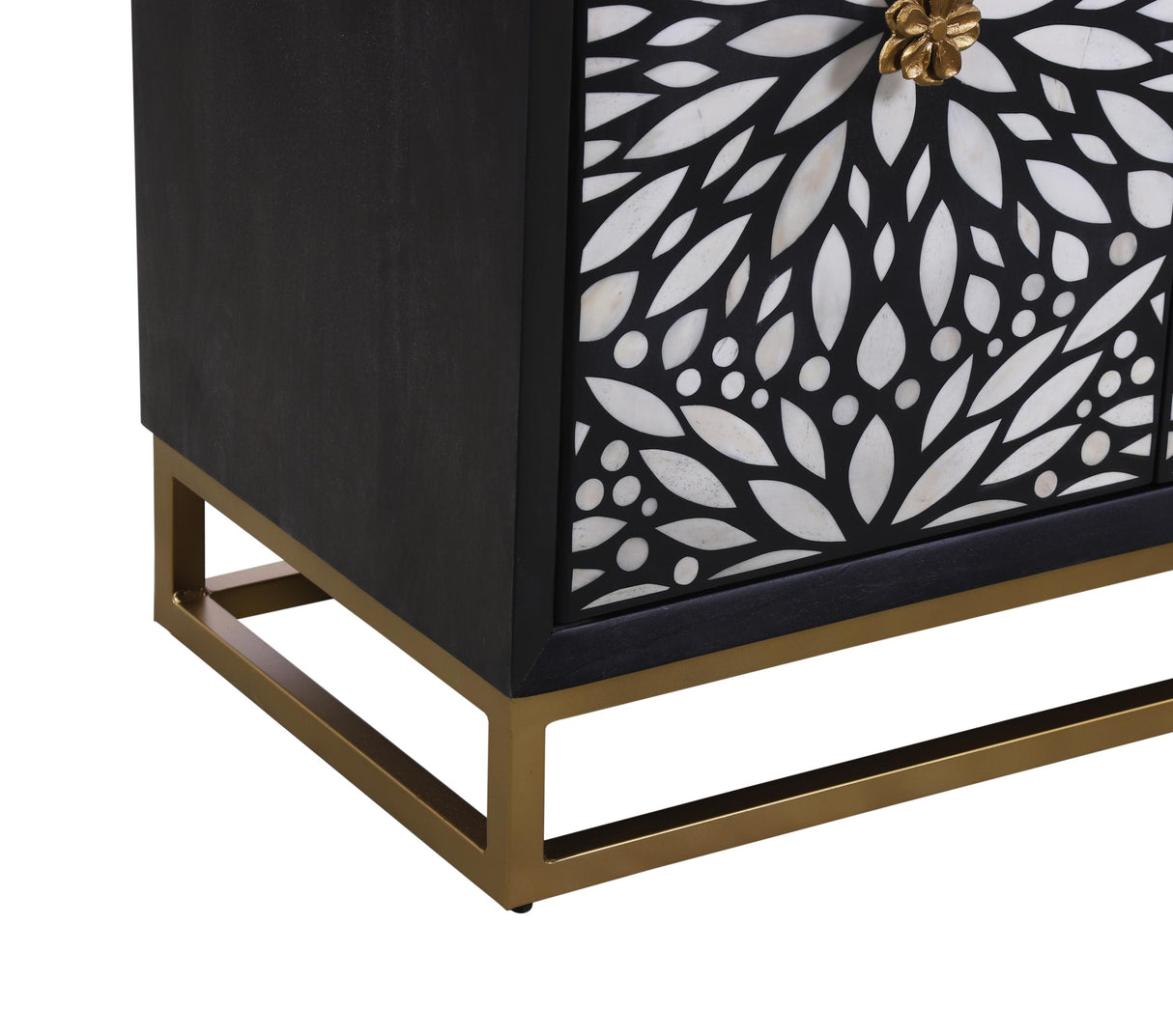Bassett Ebonized Mango, Contrasting Bone/Resin, Ant Brass Iron Stand Cameron Server