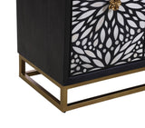 Bassett Ebonized Mango, Contrasting Bone/Resin, Ant Brass Iron Stand Cameron Server